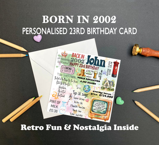 Born in 2002 Birthday Cards – Personalised 23rd Birthday Cards for Him & Her